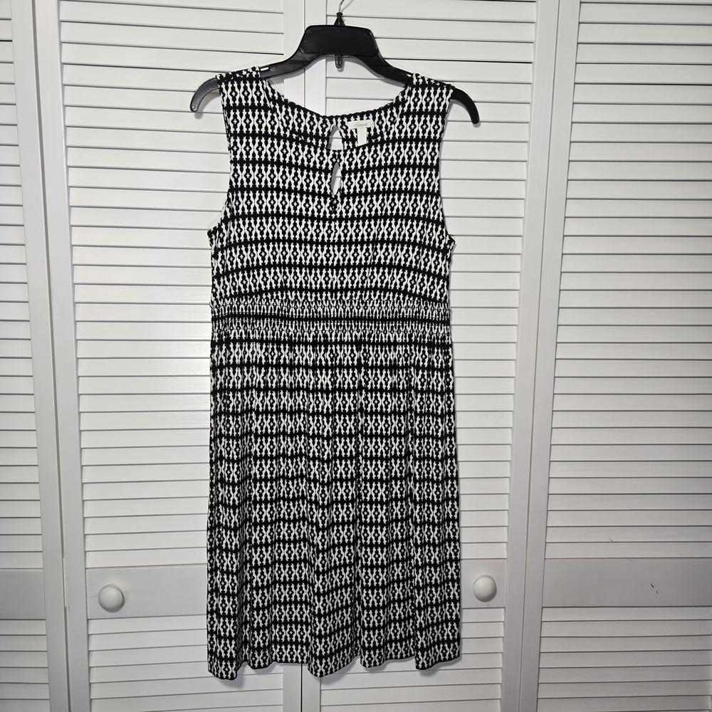 Soma Soft Jersey Midi Dress Sleeveless Black White Pockets Everstretch Size Med